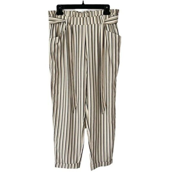 Zara Striped Paperbag Trouser Pants NWT - Picture 2 of 5